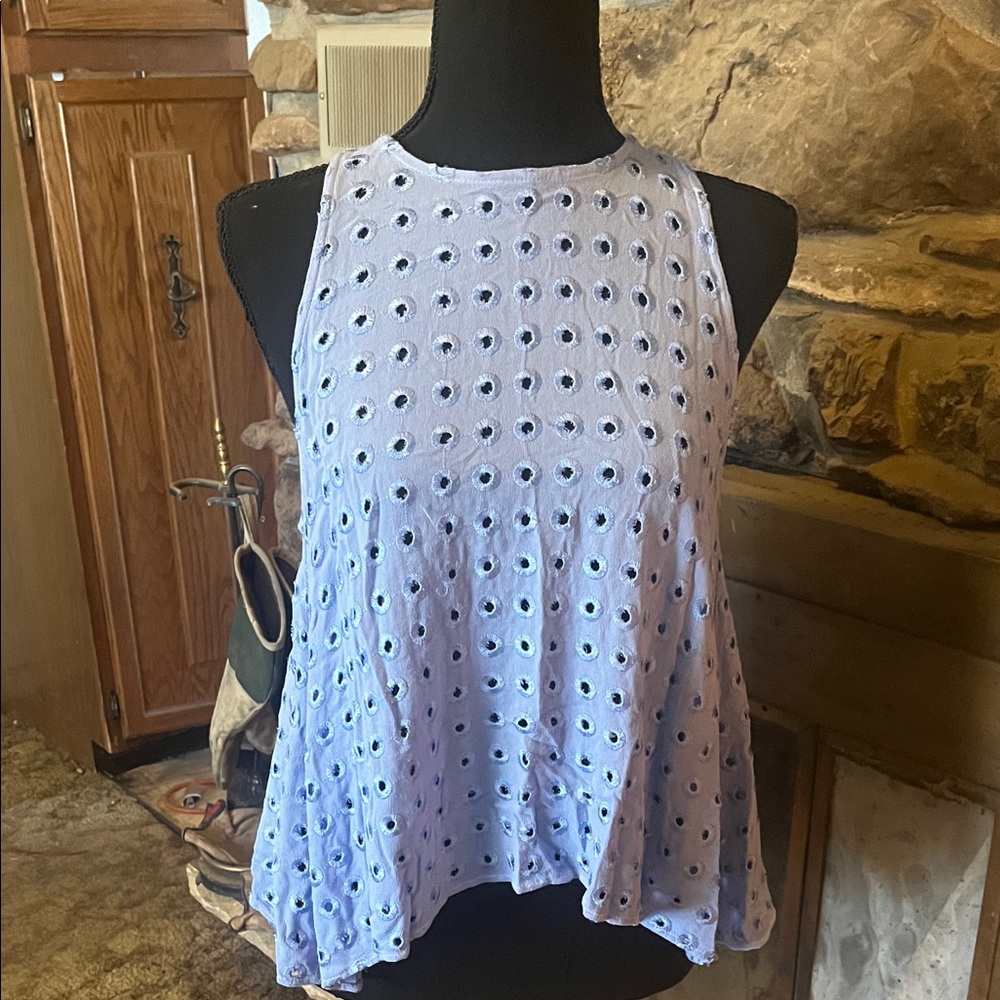 Lavender Eyelet open back top by Flowers of Romance - Picture 2 of 10
